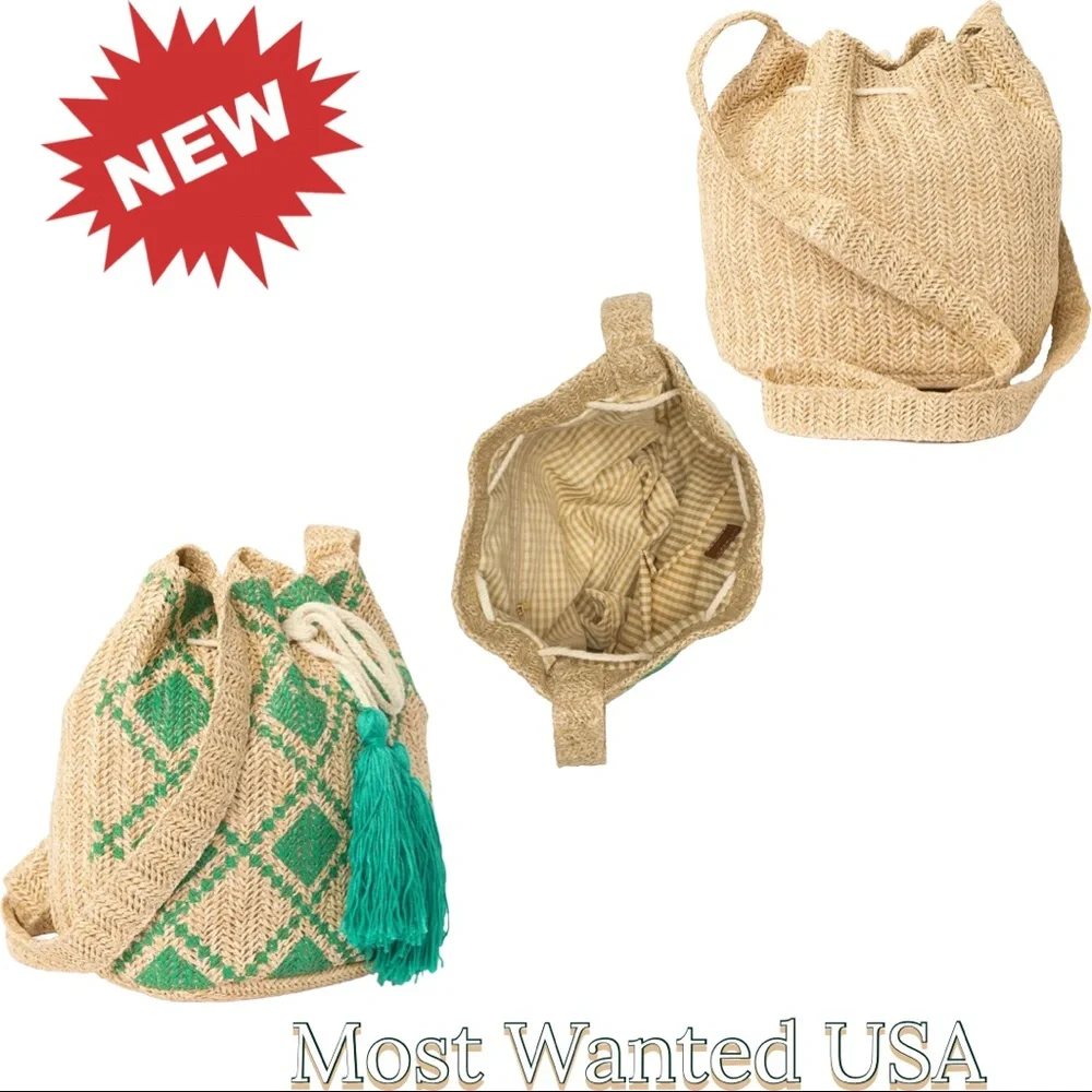 🆕 MOST WANTED USA Straw Drawstring Crossbody bag